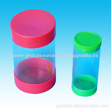 Plastic Tube with Color Caps, Round Box